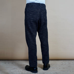 Trygve Wide Cut Cropped Trousers - Black Hemp by Hansen Garments
