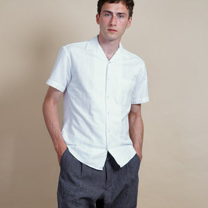 Jonny Short Sleeve Shirt - White Dobby by Hansen Garments