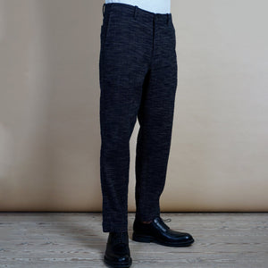 Trygve Wide Cut Cropped Trousers - Black Hemp by Hansen Garments